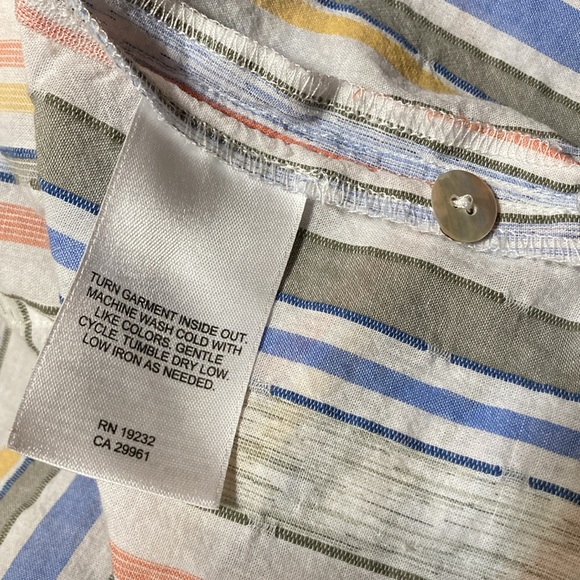 2/$30 Vintage Alfred Dunner Summer Stripe Button Down Shirt Size PL 100% Cotton - Picture 7 of 10